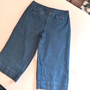Vintage 90s / Y2K Denim Culottes with Front & Back Buttoning Patch Pockets